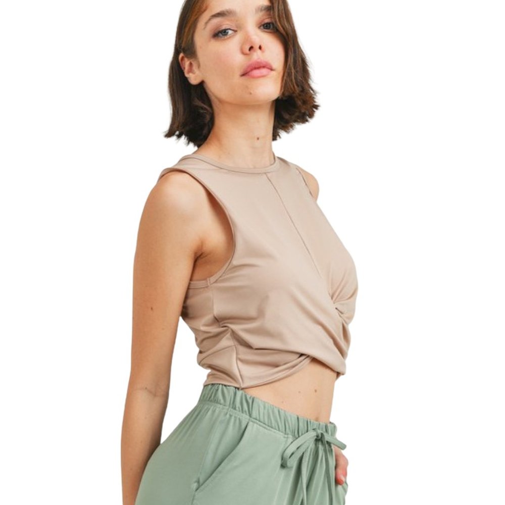 Sleeveless Cropped Twist Top